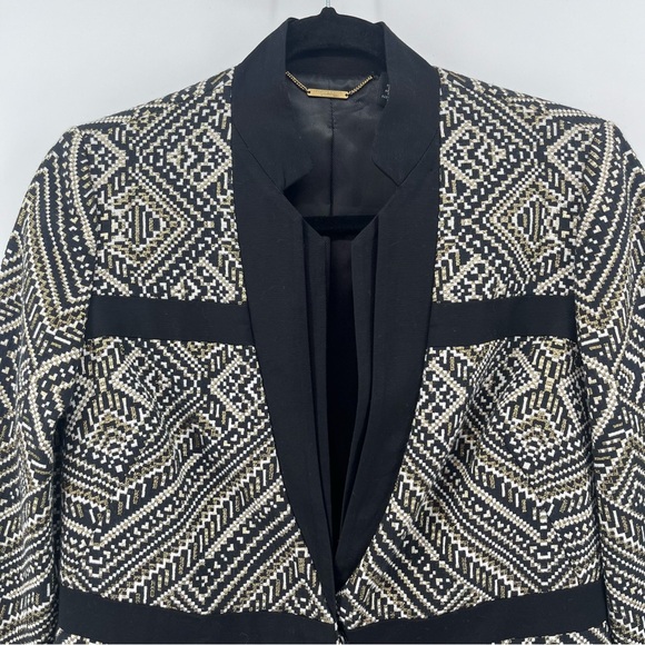 Black Label by Chico's Jacquard Topper Jacket Black Gold Women's Size 00 (XS) - Picture 2 of 8